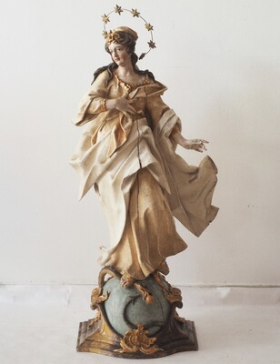 St. Mary Immaculatae Conceptionis. style Baroque - Style en Hand - Carved Wood , Southern Germany 18 th century