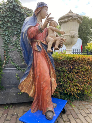 St. Mary With Child style Baroque - Style en Hand - Carved Wood , Flemish - Belgium 18 th century ( Anno 1780 )