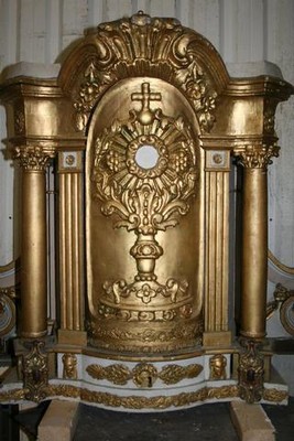 Tabernacle style baroque en wood polychrome, Belgium 18 th century