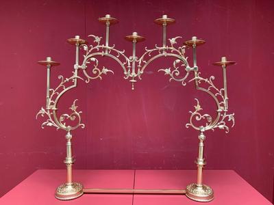 Candle Holder en Brass / Bronze / Polished / New Varnished, Belgium 19th century ( anno 1890 )