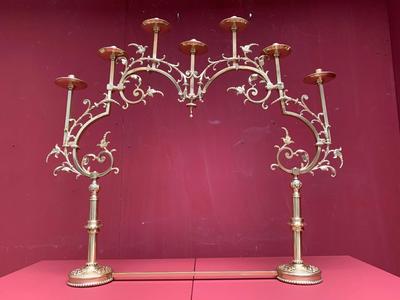 Candle Holder en Brass / Bronze / Polished / New Varnished, Belgium 19th century ( anno 1890 )