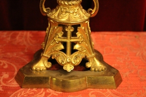 Candle Holder en Brass / Bronze / Gilt / Glass, France 19th century