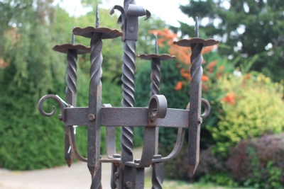 Candle Holder en Hand forged - iron , Belgium 19th century