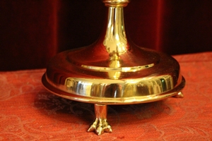 Candle Stick en Brass / Polished / New Varnished, Belgium 19th century