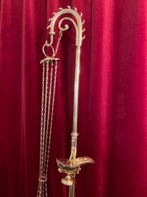 Censer Stand With Boat And Censer  en Brass / Bronze / Polished and Varnished, BELGIUM 19 th century