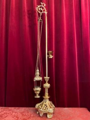 Censer Stand With Boat And Censer  en Brass / Bronze / Polished and Varnished, Belgium 19 th century