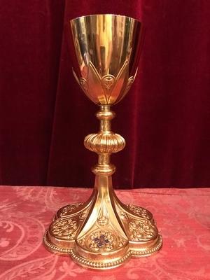 Chalice en Full Brass / Polished and Varnished / Enamell, France 19th century