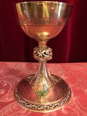 Chalice en full silver / enamelled, Paris France 19th century