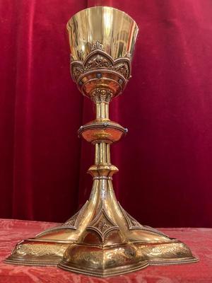 Chalice  en Full Silver / Stones /  Polished and Varnished, France 19th century ( anno 1870 )