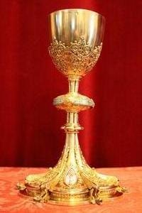 Chalice en full silver / enamelled, France 19th century