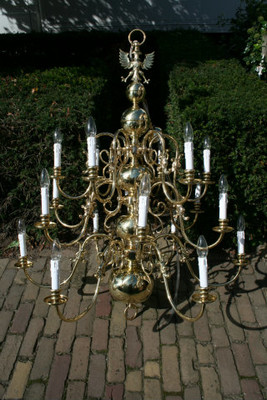 Chandelier en BRASS, DUTCH 19TH CENTURY