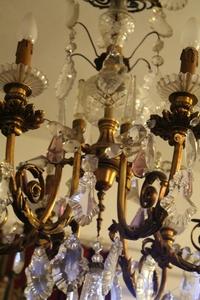 Chandelier en Glass / Bronze, Belgium 19th century