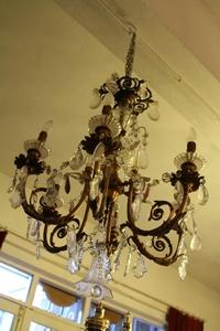 Chandelier en Glass / Bronze, Belgium 19th century