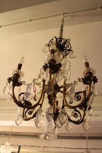 Chandelier en Glass / Bronze, Belgium 19th century