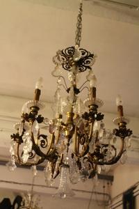 Chandelier en Glass / Bronze, Belgium 19th century