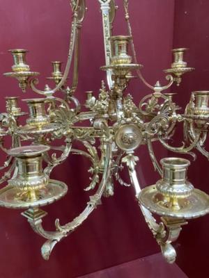 Chandelier en Brass / Polished / New Varnished, Dutch 19th century