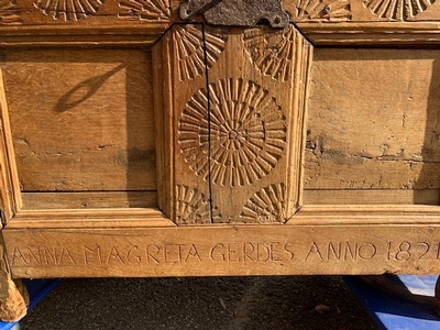 Chest en Oak wood, Anno 1821