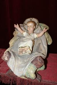 Child Jesus en plaster polychrome, Belgium 19th century