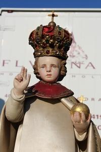 Child Jesus Of Praque Dressed en plaster polychrome, France 19th century