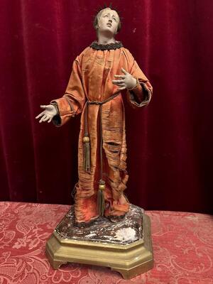 Sculpture  style Classical - Style en Wood / Fabrics / Glass Eyes, Italy  19 th century ( Anno 1880 )