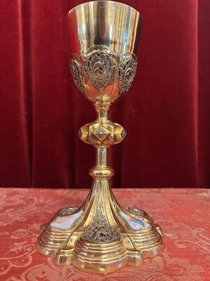 Chalice  style Classicistic en Full - Silver / Hand Painted Enamel Medallions / Polished & Varnished, France 19 th century ( Anno 1880 )