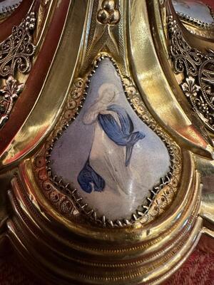 Chalice  style Classicistic en Full - Silver / Hand Painted Enamel Medallions / Polished & Varnished, France 19 th century ( Anno 1880 )