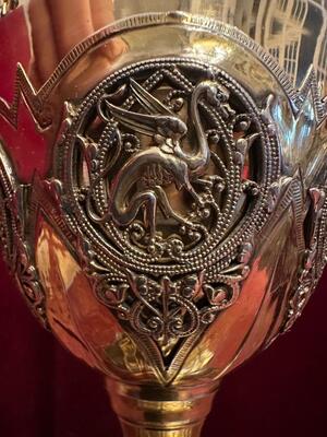 Chalice  style Classicistic en Full - Silver / Hand Painted Enamel Medallions / Polished & Varnished, France 19 th century ( Anno 1880 )