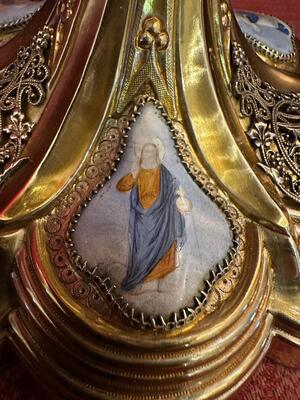 Chalice  style Classicistic en Full - Silver / Hand Painted Enamel Medallions / Polished & Varnished, France 19 th century ( Anno 1880 )