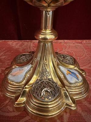 Chalice  style Classicistic en Full - Silver / Hand Painted Enamel Medallions / Polished & Varnished, France 19 th century ( Anno 1880 )