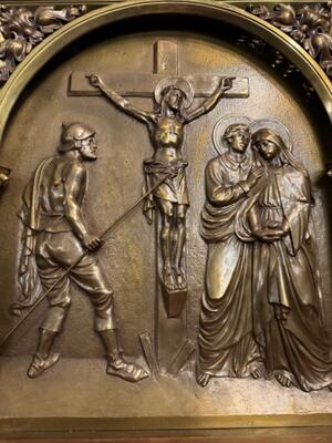 High Quality Altar - Retable Crucifixion Of Jesus style Classicistic en Full Bronze Gilt, Netherlands  19 th century ( Anno 1865 )