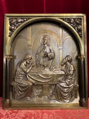 High Quality Altar - Retable Supper In Emmaus style Classicistic en Full Bronze Gilt, Netherlands  19 th century ( Anno 1865 )