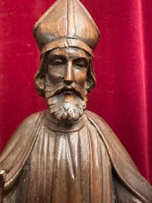 Sculpture Bishop style Classicistic en Hand - Carved Wood , Belgium  19 th century