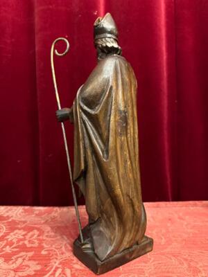 Sculpture Bishop style Classicistic en Hand - Carved Wood , Belgium  19 th century