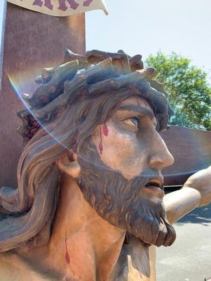 Corpus Christi With Cross en hand-carved wood Oak, St. Anna Church Amstelveen Netherlands 20th century (Anno 1930)