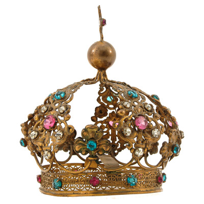 Crown en Brass / Glass , Belgium  19 th century