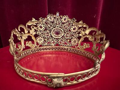 Crown en Brass / Gilt / Stones / Glass, France 19 th century ( Anno 1850 )