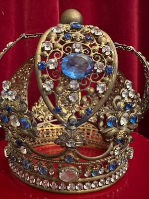 Crown. en Brass / Gilt / Stones / Glass, France 19 th century ( Anno 1850 )