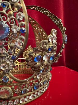Crown. en Brass / Gilt / Stones / Glass, France 19 th century ( Anno 1850 )