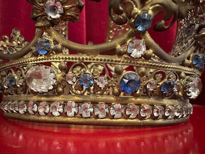 Crown. en Brass / Gilt / Stones / Glass, France 19 th century ( Anno 1850 )