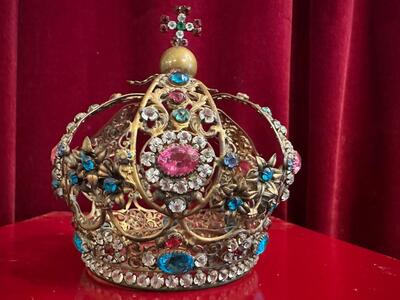 Crown en Brass - Gilt  / Glass, France 19 th century ( Anno 1865 )