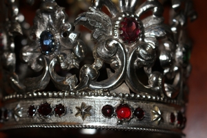 Crown en silver / glass stones, France 19th century