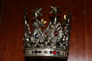 Crown en silver / glass stones, France 19th century