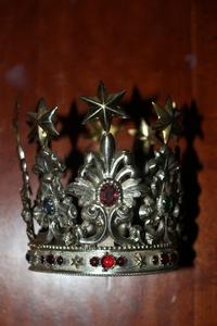 Crown en silver / glass stones, France 19th century