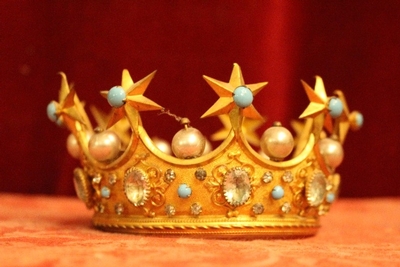 Crowns en Brass /  Gilt / Stones, Belgium 19th century ( 1870 )