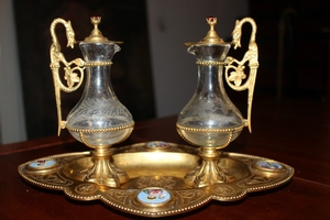 Cruets en Glass / Brass - Bronze Gilt / Emaille, France 19th century