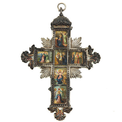 Exceptional Cross  Life Of St. Mary en Imaginations Life of St. Mary in full Silver - Frame , Italy 18 th century ( Anno 1765 )