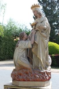 Exceptional Life Size Statue Our Lady Of Purgatory en Terra-Cotta polychrome, France 19th century