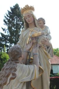 Exceptional Life Size Statue Our Lady Of Purgatory en Terra-Cotta polychrome, France 19th century