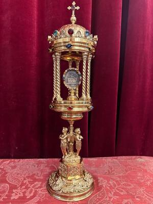 Exceptional Reliquary Relics Of The True Cross St. Peter & St. Paul  en Bronze / Polished and Varnished / Stones / Glass,