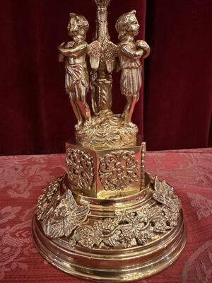 Exceptional Reliquary Relics Of The True Cross St. Peter & St. Paul  en Bronze / Polished and Varnished / Stones / Glass,